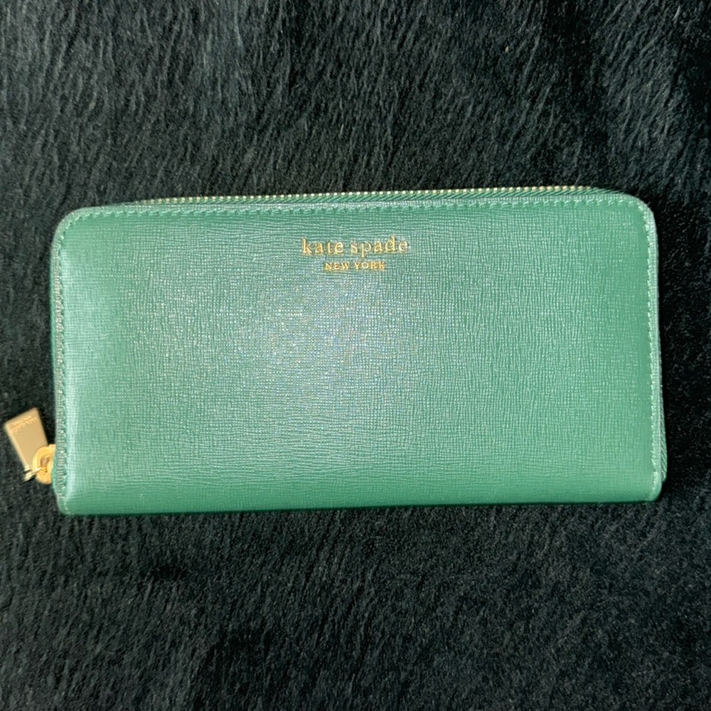 ♠️Kate Spade Staci Saffiano Large Continental Zip Around Wallet Wintergreen NWT